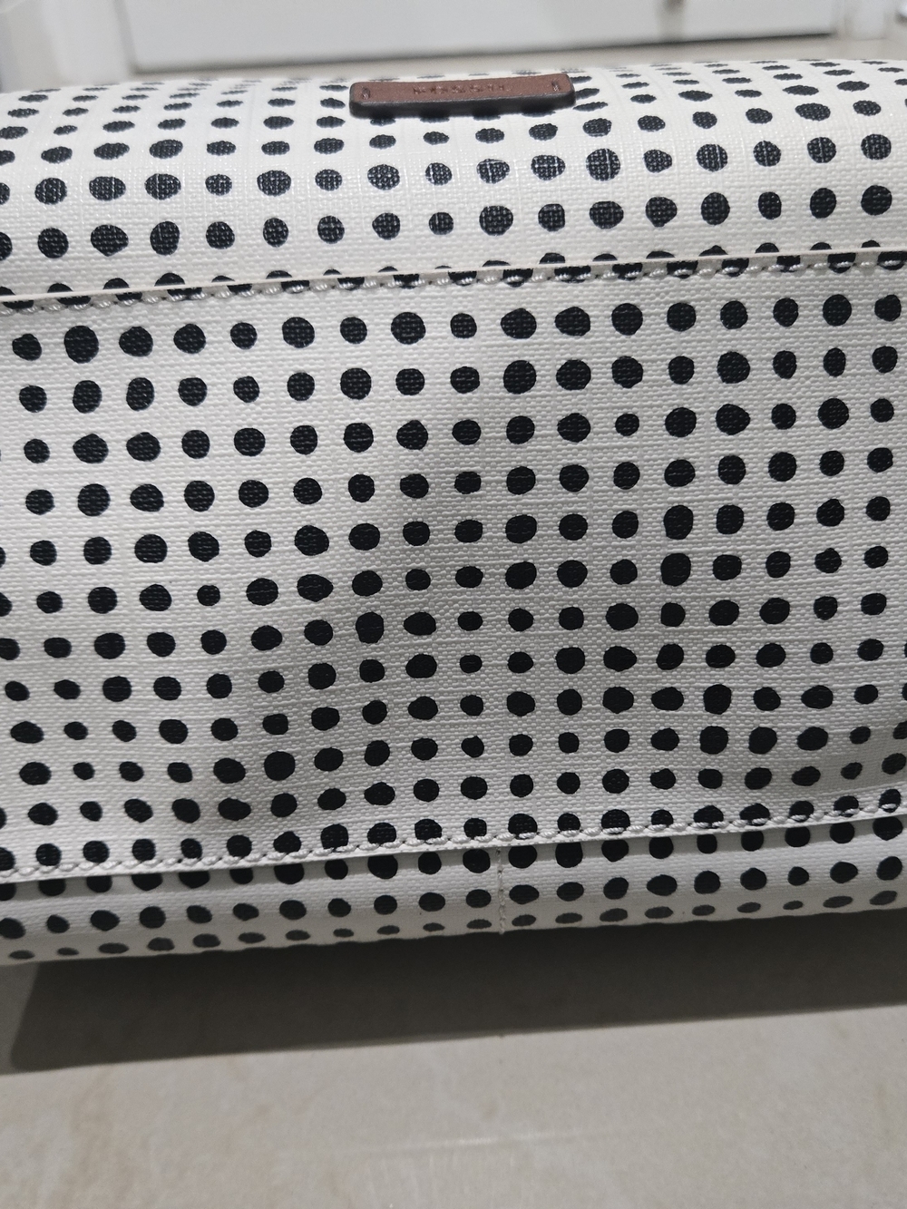Fossil Polka Dot Tote Bag in White and Brown - Picture 4 of 9